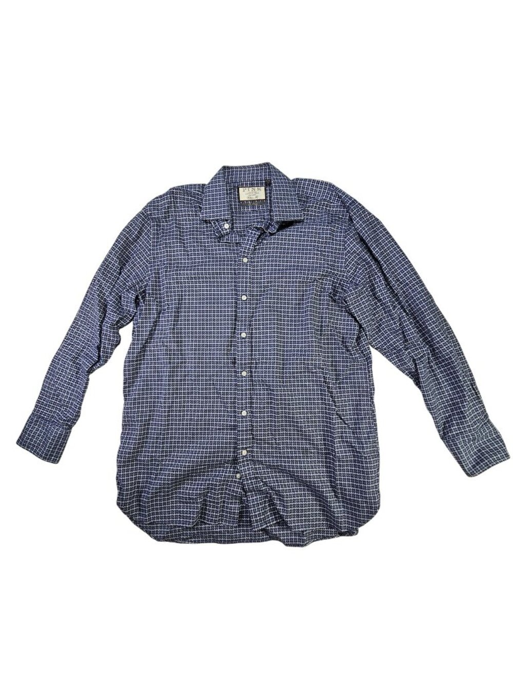 Thomas Pink The Prestige Button-Down Shirt Men's Size 16.5/35 Blue Houndstooth